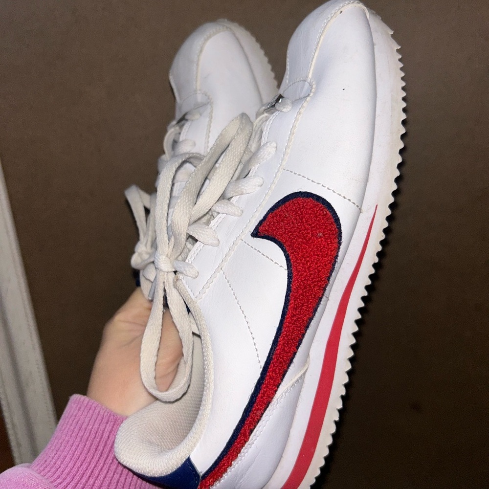 Nike White and Red Sneakers cortez